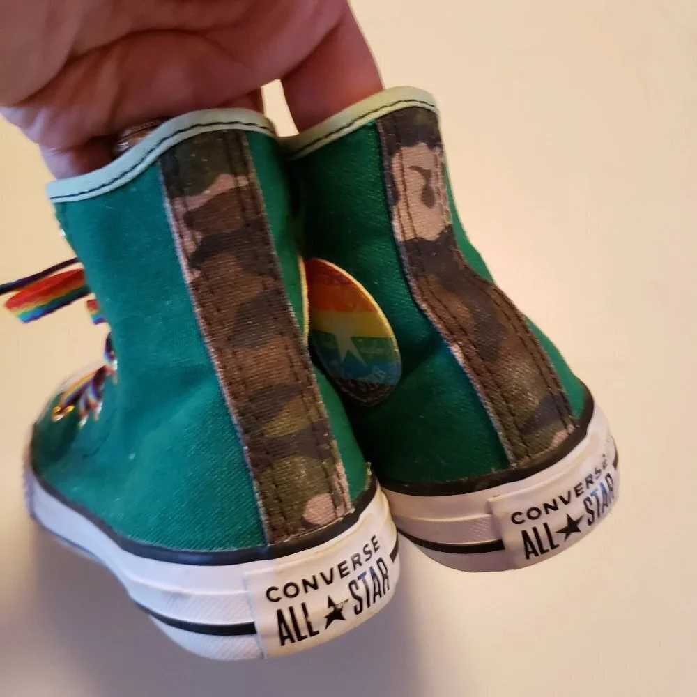 Converse Rainbow Pride High Top Sneaker Kid‎ Custom 12.5 Green